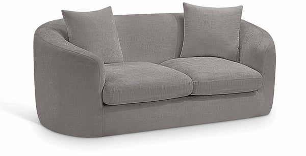 Meridian Furniture Penelope Chenille Upholstered Loveseat with Plush Texture Solid Wood Frame Accent Pillows Included Grey 44073Grey-L