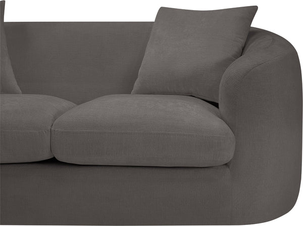 Meridian Furniture Penelope Chenille Upholstered Loveseat with Plush Texture Solid Wood Frame Accent Pillows Included Grey 44073Grey-L