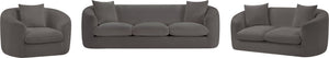 Meridian Furniture Penelope Chenille Upholstered Loveseat with Plush Texture Solid Wood Frame Accent Pillows Included Grey 44073Grey-L