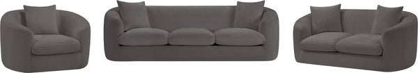 Meridian Furniture Penelope Chenille Upholstered Loveseat with Plush Texture Solid Wood Frame Accent Pillows Included Grey 44073Grey-L