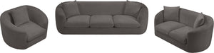 Meridian Furniture Penelope Chenille Upholstered Loveseat with Plush Texture Solid Wood Frame Accent Pillows Included Grey 44073Grey-L