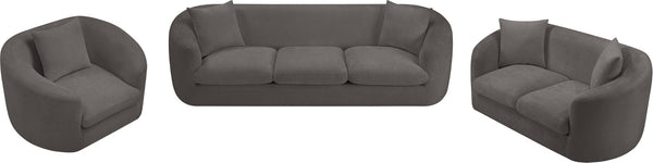 Meridian Furniture Penelope Chenille Upholstered Loveseat with Plush Texture Solid Wood Frame Accent Pillows Included Grey 44073Grey-L