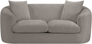 Meridian Furniture Penelope Chenille Upholstered Loveseat with Plush Texture Solid Wood Frame Accent Pillows Included Grey 44073Grey-L