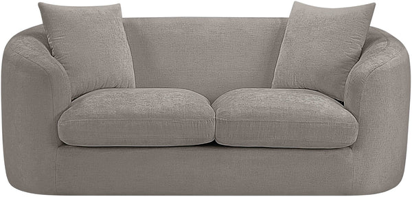 Meridian Furniture Penelope Chenille Upholstered Loveseat with Plush Texture Solid Wood Frame Accent Pillows Included Grey 44073Grey-L