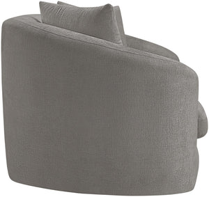 Meridian Furniture Penelope Chenille Upholstered Loveseat with Plush Texture Solid Wood Frame Accent Pillows Included Grey 44073Grey-L
