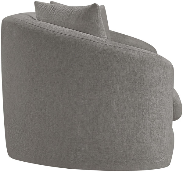 Meridian Furniture Penelope Chenille Upholstered Loveseat with Plush Texture Solid Wood Frame Accent Pillows Included Grey 44073Grey-L