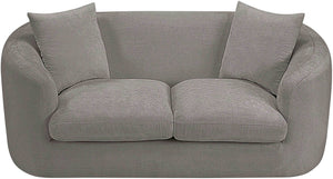 Meridian Furniture Penelope Chenille Upholstered Loveseat with Plush Texture Solid Wood Frame Accent Pillows Included Grey 44073Grey-L