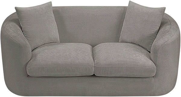 Meridian Furniture Penelope Chenille Upholstered Loveseat with Plush Texture Solid Wood Frame Accent Pillows Included Grey 44073Grey-L