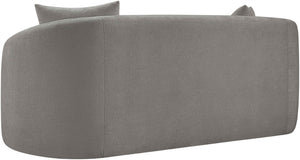 Meridian Furniture Penelope Chenille Upholstered Loveseat with Plush Texture Solid Wood Frame Accent Pillows Included Grey 44073Grey-L