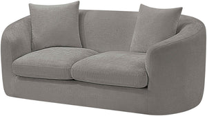 Meridian Furniture Penelope Chenille Upholstered Loveseat with Plush Texture Solid Wood Frame Accent Pillows Included Grey 44073Grey-L