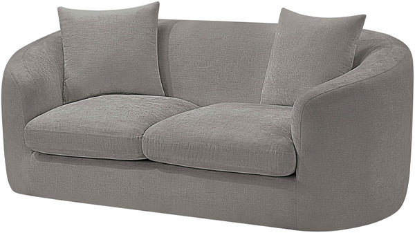 Meridian Furniture Penelope Chenille Upholstered Loveseat with Plush Texture Solid Wood Frame Accent Pillows Included Grey 44073Grey-L
