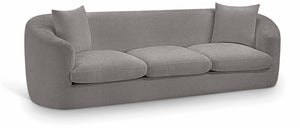 Meridian Furniture Penelope Three Seat Chenille Sofa with Solid Wood Frame for Modern Living Room Comfort Grey 44073Grey-S