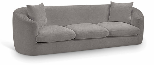 Meridian Furniture Penelope Three Seat Chenille Sofa with Solid Wood Frame for Modern Living Room Comfort Grey 44073Grey-S