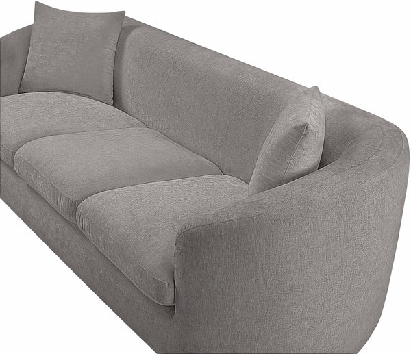 Meridian Furniture Penelope Three Seat Chenille Sofa with Solid Wood Frame for Modern Living Room Comfort Grey 44073Grey-S
