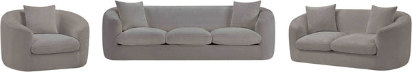 Meridian Furniture Penelope Three Seat Chenille Sofa with Solid Wood Frame for Modern Living Room Comfort Grey 44073Grey-S