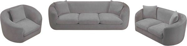 Meridian Furniture Penelope Three Seat Chenille Sofa with Solid Wood Frame for Modern Living Room Comfort Grey 44073Grey-S