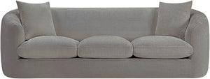 Meridian Furniture Penelope Three Seat Chenille Sofa with Solid Wood Frame for Modern Living Room Comfort Grey 44073Grey-S