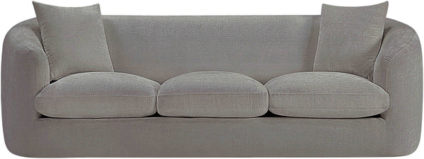 Meridian Furniture Penelope Three Seat Chenille Sofa with Solid Wood Frame for Modern Living Room Comfort Grey 44073Grey-S