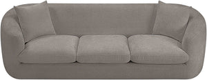 Meridian Furniture Penelope Three Seat Chenille Sofa with Solid Wood Frame for Modern Living Room Comfort Grey 44073Grey-S