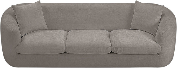 Meridian Furniture Penelope Three Seat Chenille Sofa with Solid Wood Frame for Modern Living Room Comfort Grey 44073Grey-S