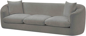 Meridian Furniture Penelope Three Seat Chenille Sofa with Solid Wood Frame for Modern Living Room Comfort Grey 44073Grey-S