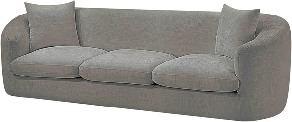Meridian Furniture Penelope Three Seat Chenille Sofa with Solid Wood Frame for Modern Living Room Comfort Grey 44073Grey-S