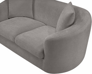 Meridian Furniture Penelope Three Seat Chenille Sofa with Solid Wood Frame for Modern Living Room Comfort Grey 44073Grey-S