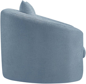 Meridian Furniture Penelope Plush Chenille Accent Chair with Throw Pillows and Solid Wood Frame for Living Rooms Light Blue 44073LtBlu-C