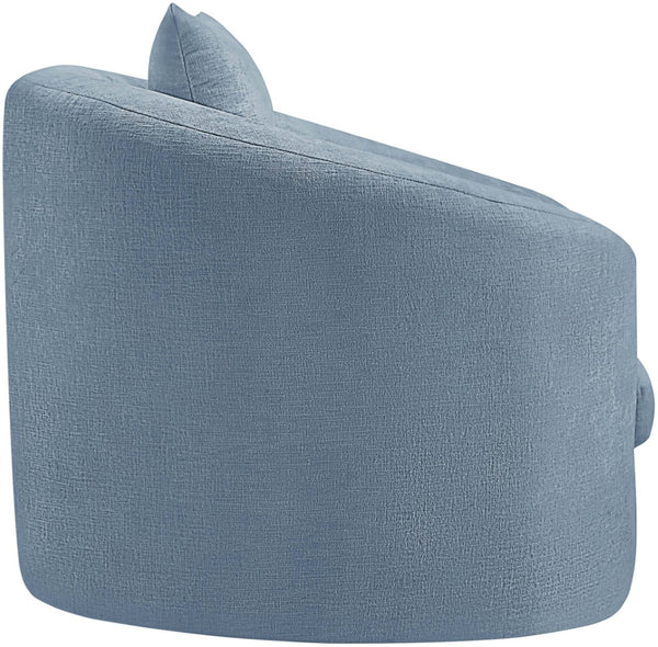 Meridian Furniture Penelope Plush Chenille Accent Chair with Throw Pillows and Solid Wood Frame for Living Rooms Light Blue 44073LtBlu-C