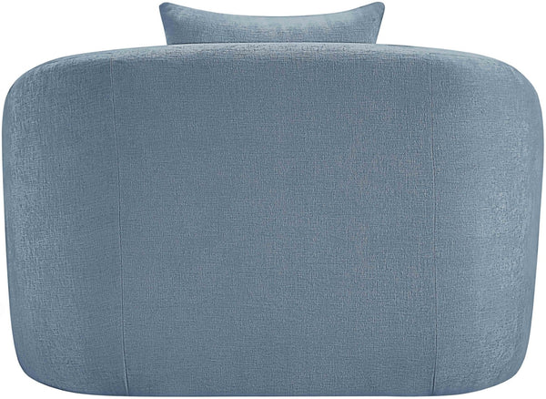 Meridian Furniture Penelope Plush Chenille Accent Chair with Throw Pillows and Solid Wood Frame for Living Rooms Light Blue 44073LtBlu-C