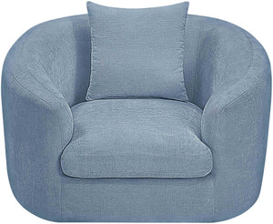 Meridian Furniture Penelope Plush Chenille Accent Chair with Throw Pillows and Solid Wood Frame for Living Rooms Light Blue 44073LtBlu-C