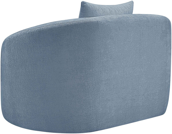 Meridian Furniture Penelope Plush Chenille Accent Chair with Throw Pillows and Solid Wood Frame for Living Rooms Light Blue 44073LtBlu-C
