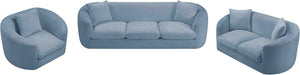 Meridian Furniture Penelope Chenille Upholstered Loveseat with Plush Texture Solid Wood Frame Accent Pillows Included Light Blue 44073LtBlu-L