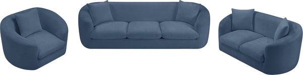 Meridian Furniture Penelope Chenille Upholstered Loveseat with Plush Texture Solid Wood Frame Accent Pillows Included Light Blue 44073LtBlu-L