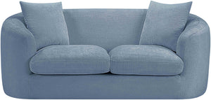 Meridian Furniture Penelope Chenille Upholstered Loveseat with Plush Texture Solid Wood Frame Accent Pillows Included Light Blue 44073LtBlu-L