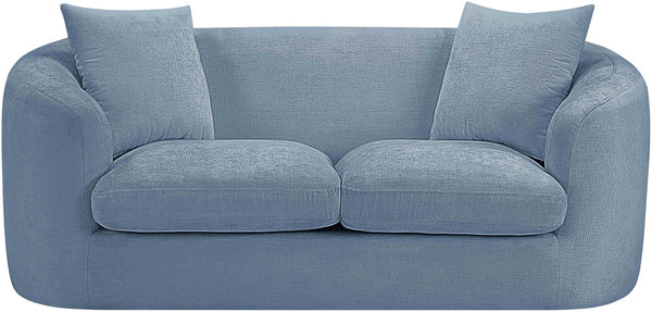 Meridian Furniture Penelope Chenille Upholstered Loveseat with Plush Texture Solid Wood Frame Accent Pillows Included Light Blue 44073LtBlu-L