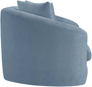 Meridian Furniture Penelope Chenille Upholstered Loveseat with Plush Texture Solid Wood Frame Accent Pillows Included Light Blue 44073LtBlu-L