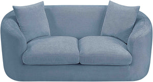 Meridian Furniture Penelope Chenille Upholstered Loveseat with Plush Texture Solid Wood Frame Accent Pillows Included Light Blue 44073LtBlu-L
