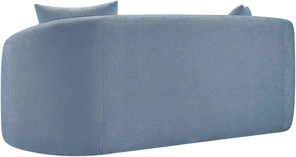 Meridian Furniture Penelope Chenille Upholstered Loveseat with Plush Texture Solid Wood Frame Accent Pillows Included Light Blue 44073LtBlu-L