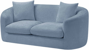 Meridian Furniture Penelope Chenille Upholstered Loveseat with Plush Texture Solid Wood Frame Accent Pillows Included Light Blue 44073LtBlu-L