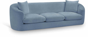 Meridian Furniture Penelope Three Seat Chenille Sofa with Solid Wood Frame for Modern Living Room Comfort Light Blue 44073LtBlu-S