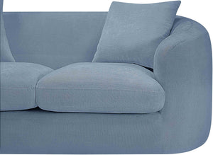 Meridian Furniture Penelope Three Seat Chenille Sofa with Solid Wood Frame for Modern Living Room Comfort Light Blue 44073LtBlu-S