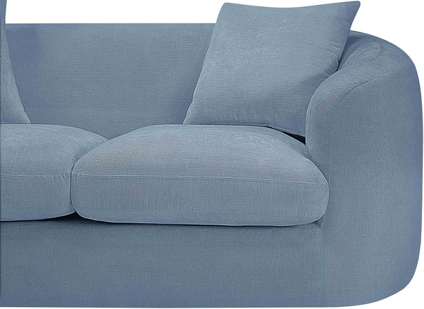 Meridian Furniture Penelope Three Seat Chenille Sofa with Solid Wood Frame for Modern Living Room Comfort Light Blue 44073LtBlu-S