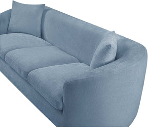 Meridian Furniture Penelope Three Seat Chenille Sofa with Solid Wood Frame for Modern Living Room Comfort Light Blue 44073LtBlu-S