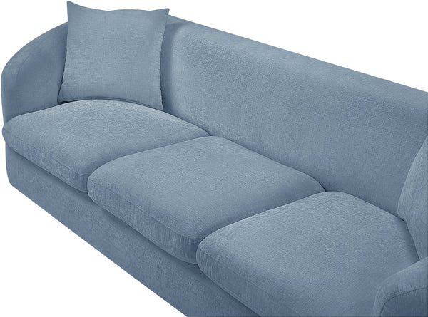 Meridian Furniture Penelope Three Seat Chenille Sofa with Solid Wood Frame for Modern Living Room Comfort Light Blue 44073LtBlu-S