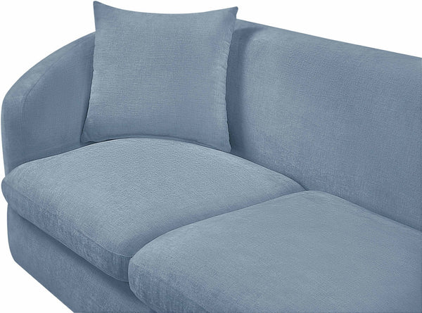 Meridian Furniture Penelope Three Seat Chenille Sofa with Solid Wood Frame for Modern Living Room Comfort Light Blue 44073LtBlu-S
