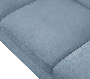 Meridian Furniture Penelope Three Seat Chenille Sofa with Solid Wood Frame for Modern Living Room Comfort Light Blue 44073LtBlu-S