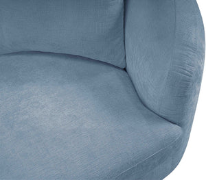 Meridian Furniture Penelope Three Seat Chenille Sofa with Solid Wood Frame for Modern Living Room Comfort Light Blue 44073LtBlu-S