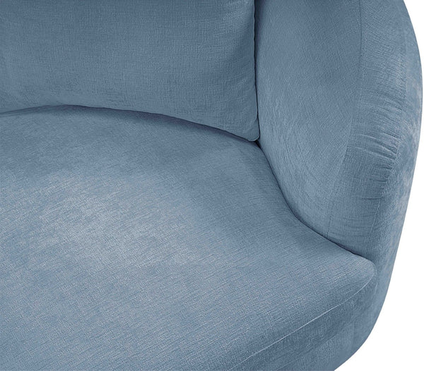 Meridian Furniture Penelope Three Seat Chenille Sofa with Solid Wood Frame for Modern Living Room Comfort Light Blue 44073LtBlu-S