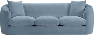 Meridian Furniture Penelope Three Seat Chenille Sofa with Solid Wood Frame for Modern Living Room Comfort Light Blue 44073LtBlu-S